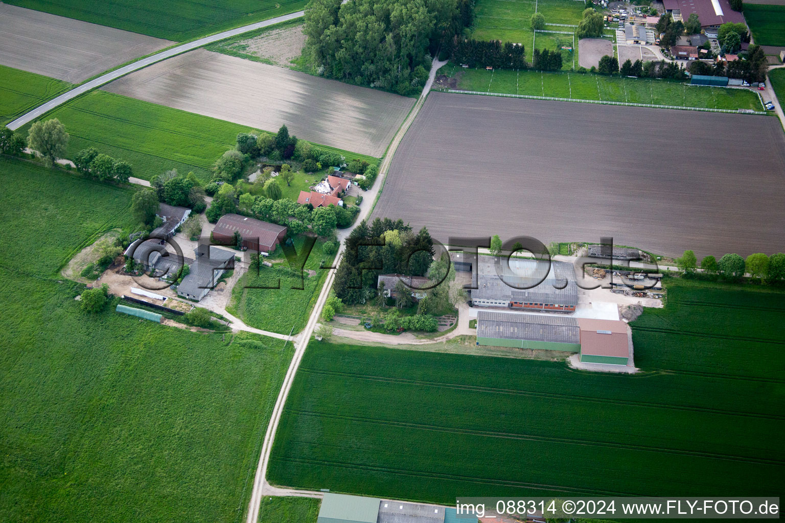 Lorsch in the state Hesse, Germany from the plane