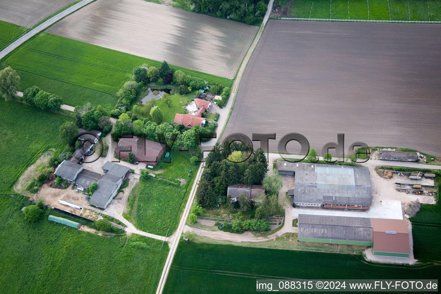 Bird's eye view of Lorsch in the state Hesse, Germany