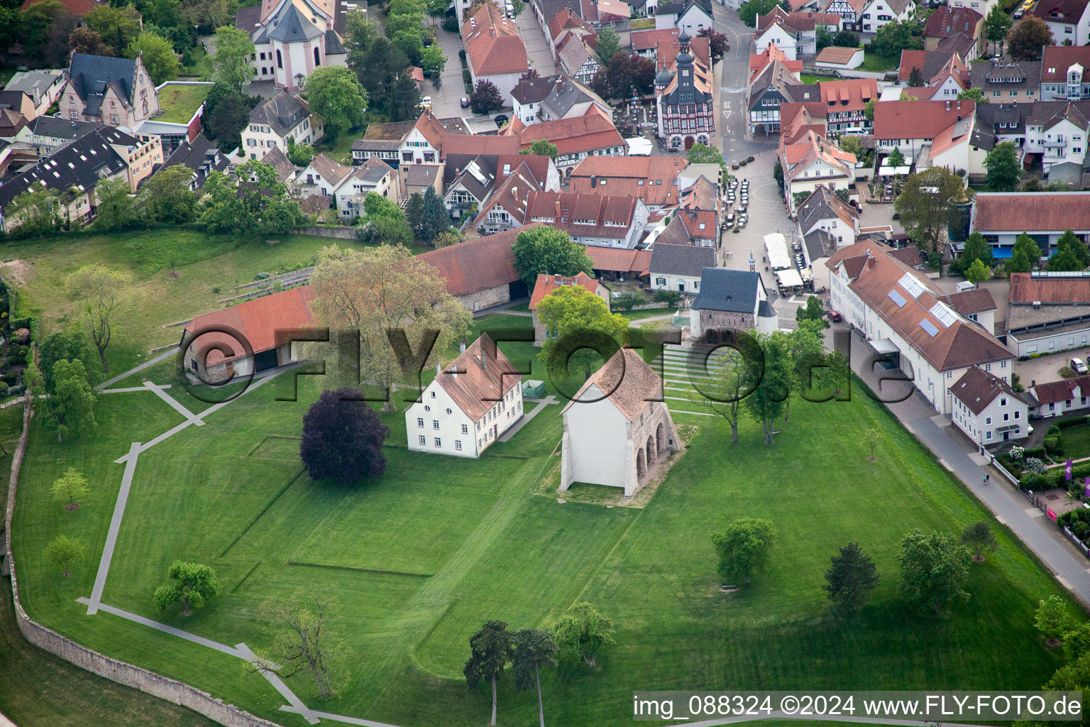 Aerial photograpy of Lorsch in the state Hesse, Germany