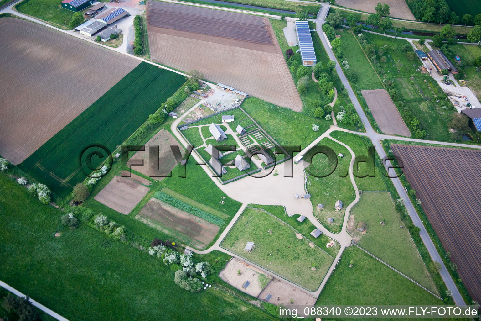 Bird's eye view of Lorsch in the state Hesse, Germany