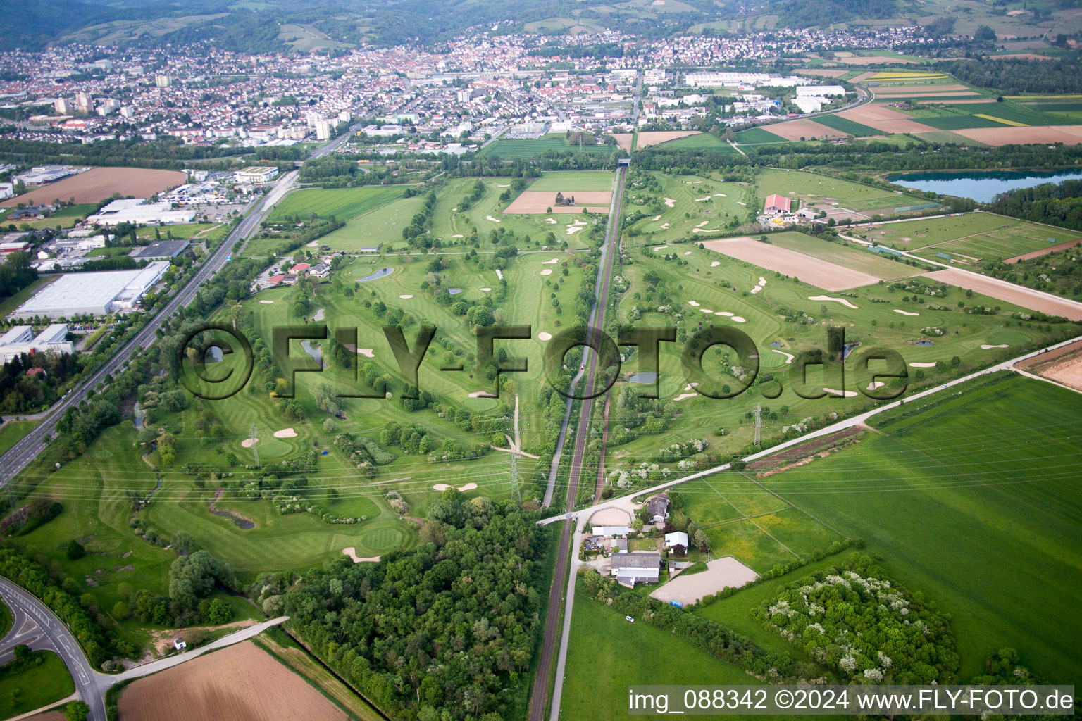 Aerial view of Golf course in Bensheim in the state Hesse, Germany