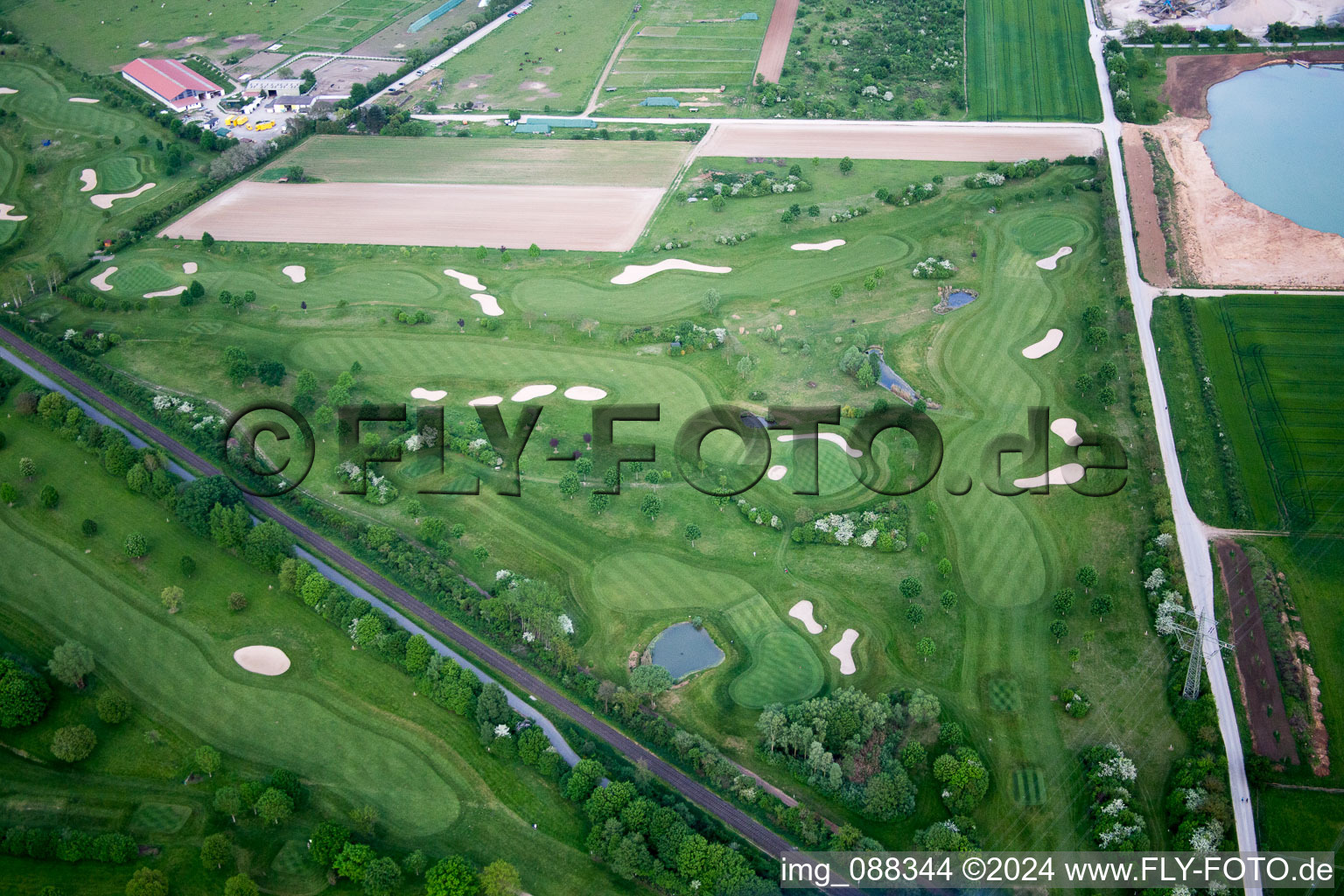 Oblique view of Golf course in Bensheim in the state Hesse, Germany