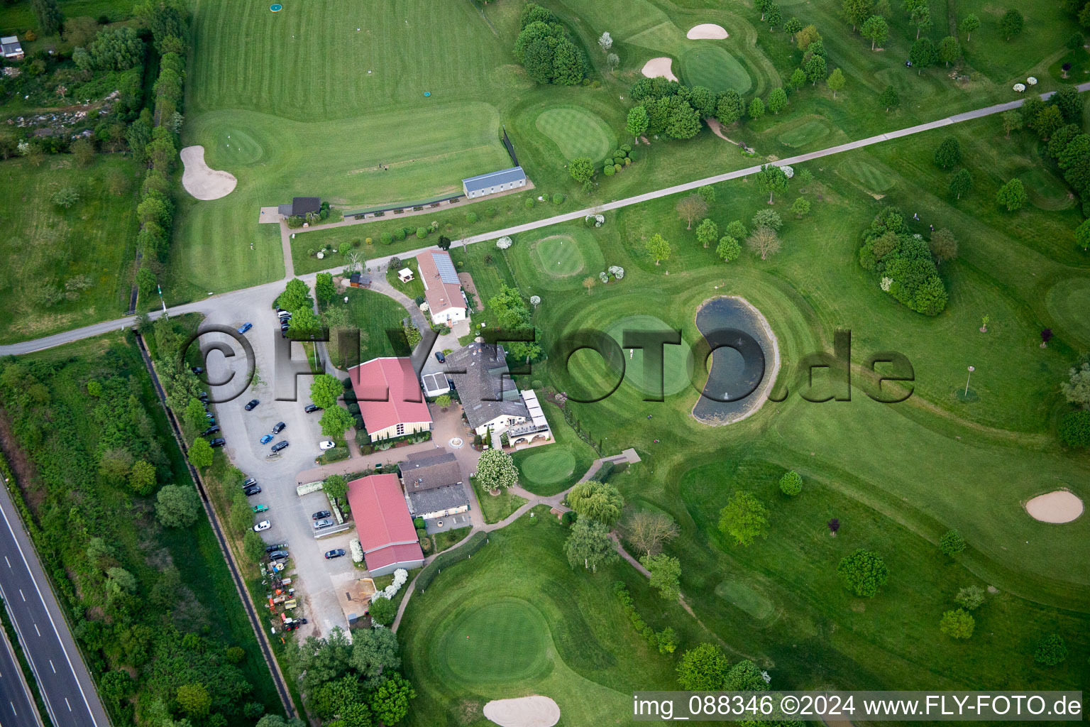 Golf course in Bensheim in the state Hesse, Germany from above