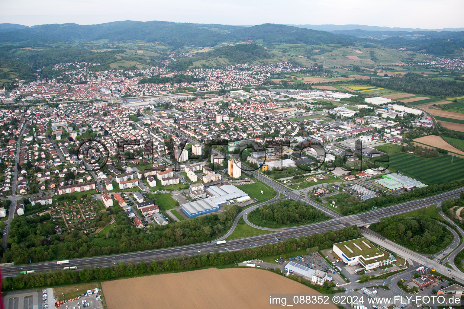 Bensheim in the state Hesse, Germany from above