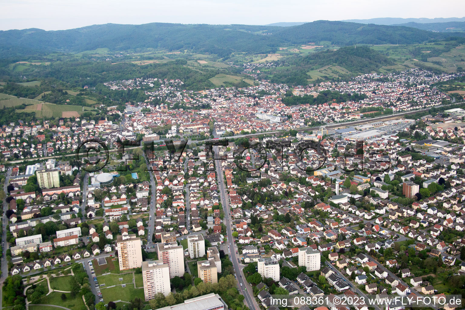 Drone image of Bensheim in the state Hesse, Germany