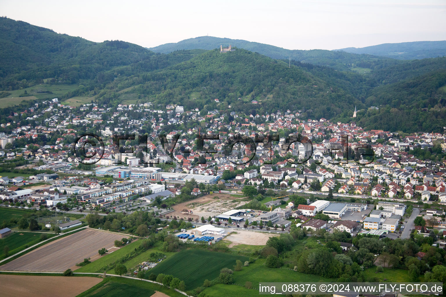 District Auerbach in Bensheim in the state Hesse, Germany from above