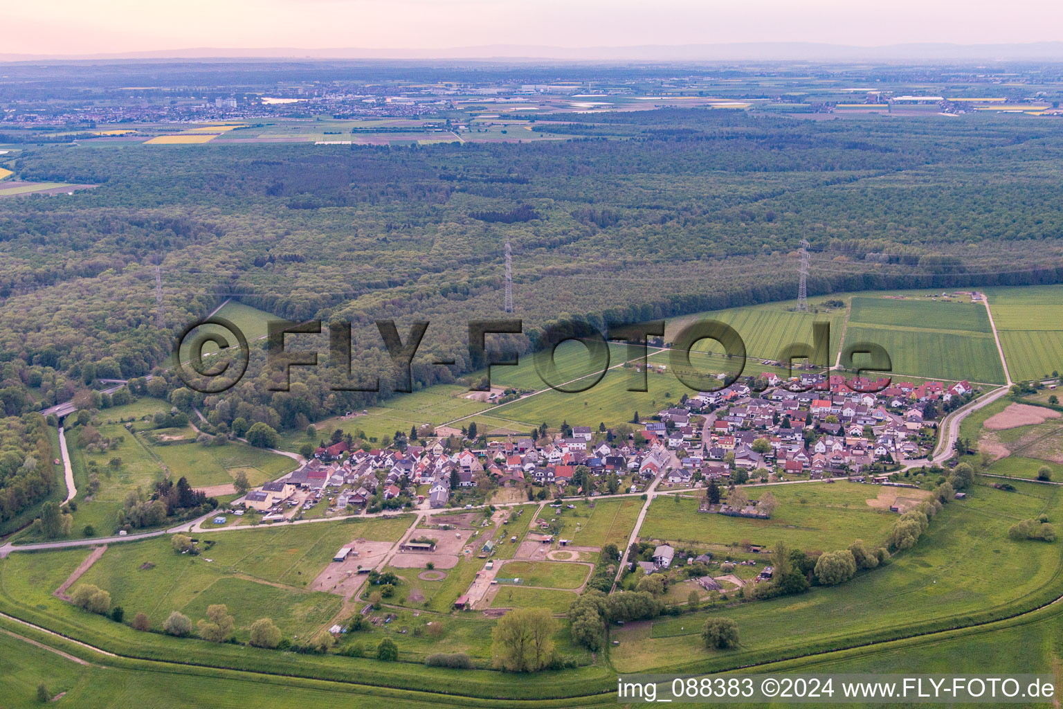 Aerial view of District Fehlheim in Bensheim in the state Hesse, Germany