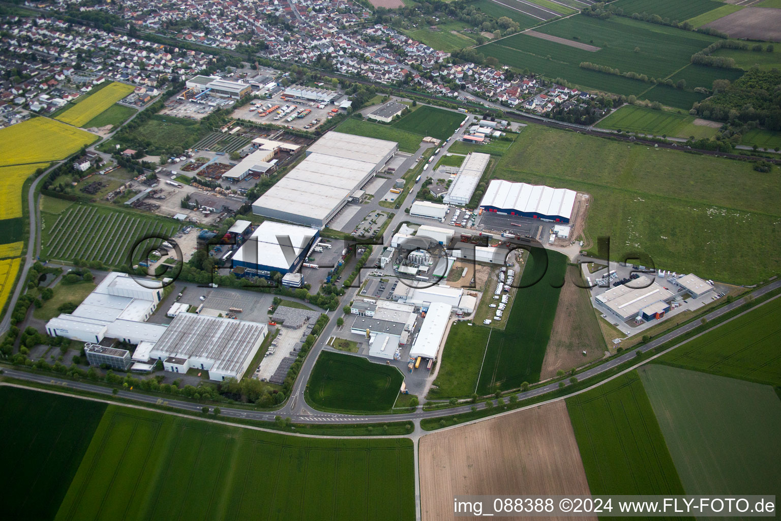 Aerial view of Groß-Rohrheim in the state Hesse, Germany