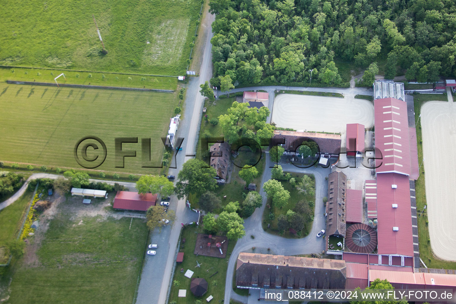 Aerial view of Stud Outside in Biblis in the state Hesse, Germany