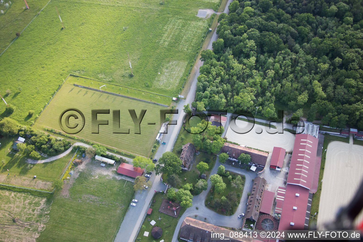 Aerial photograpy of Stud Outside in Biblis in the state Hesse, Germany