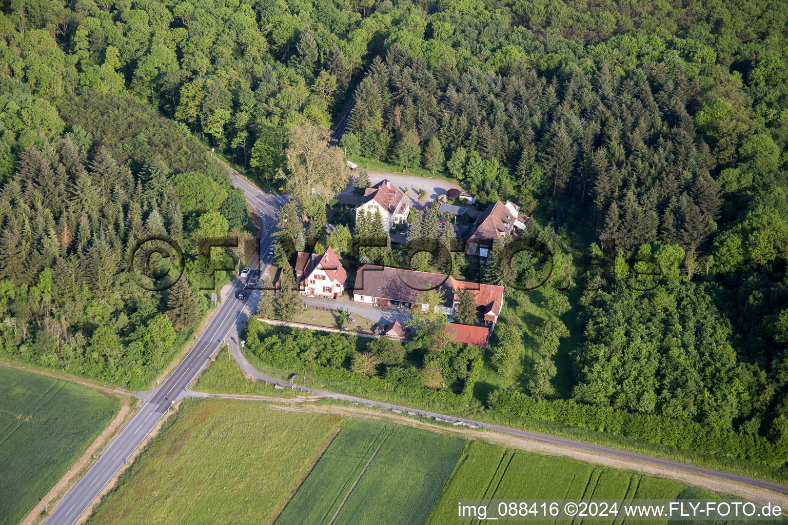 Oblique view of Groß-Rohrheim in the state Hesse, Germany