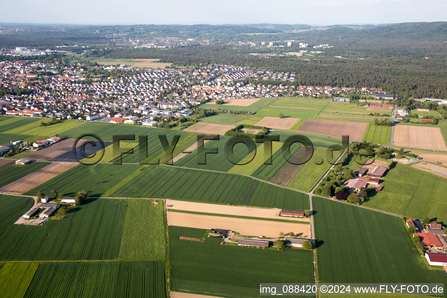 Aerial view of Pfungstadt in the state Hesse, Germany