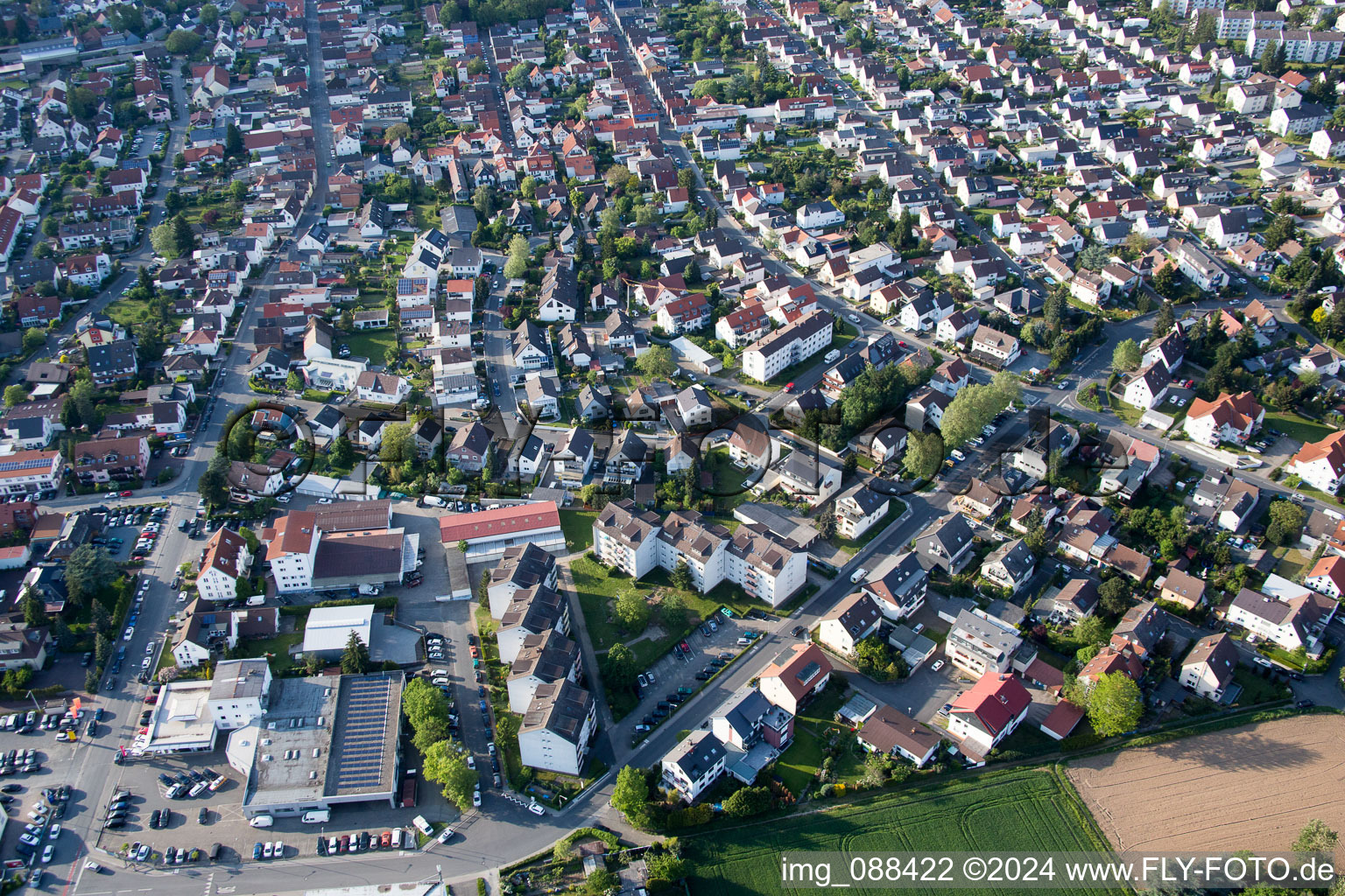 Oblique view of Pfungstadt in the state Hesse, Germany