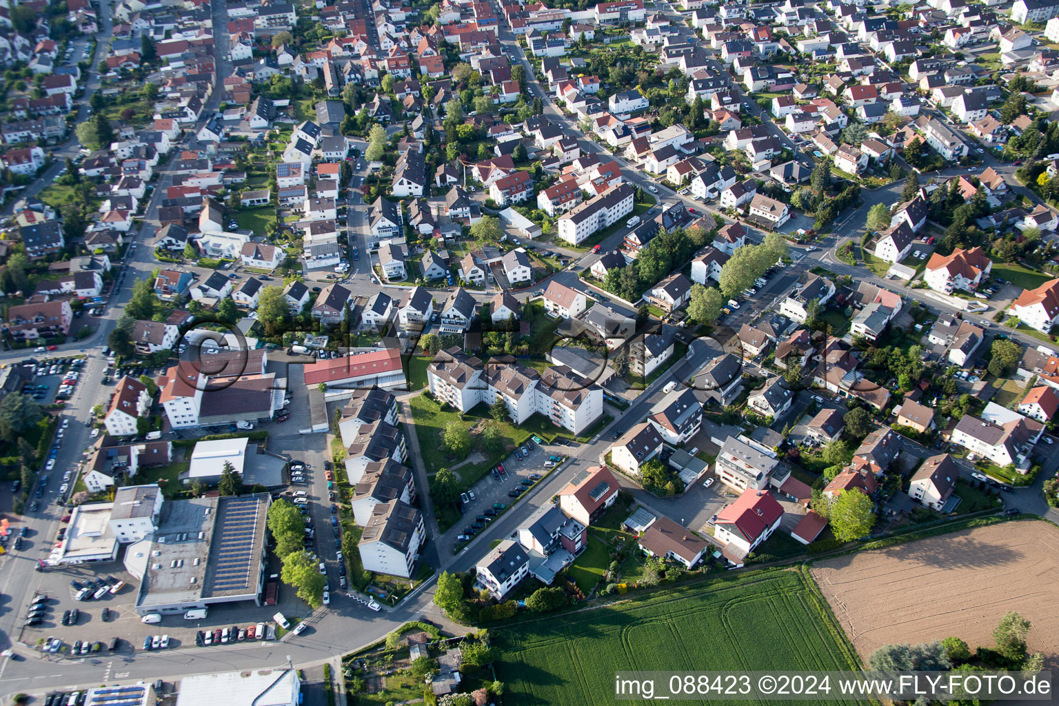 Pfungstadt in the state Hesse, Germany from above