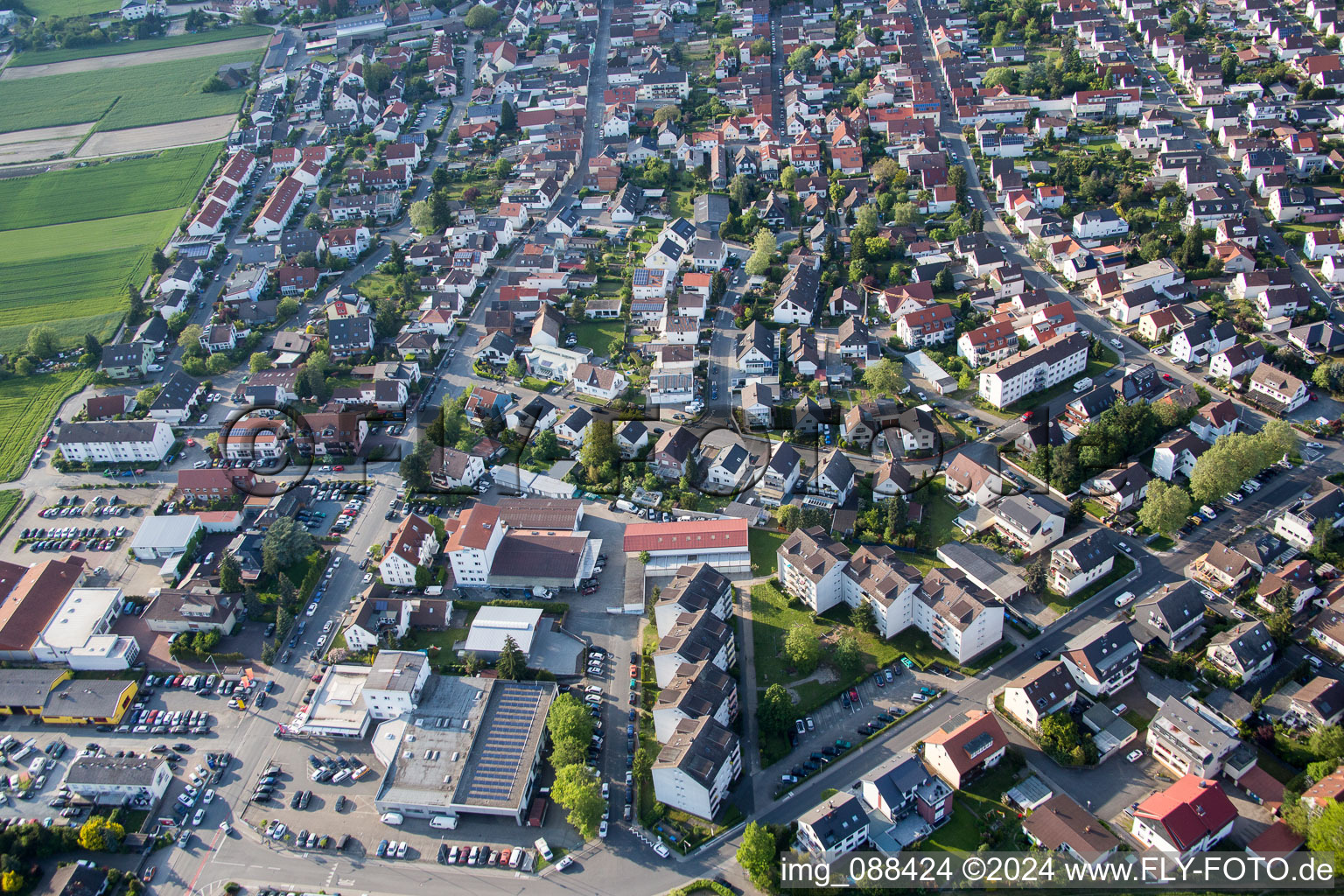 City view of the city area of in Pfungstadt in the state Hesse, Germany