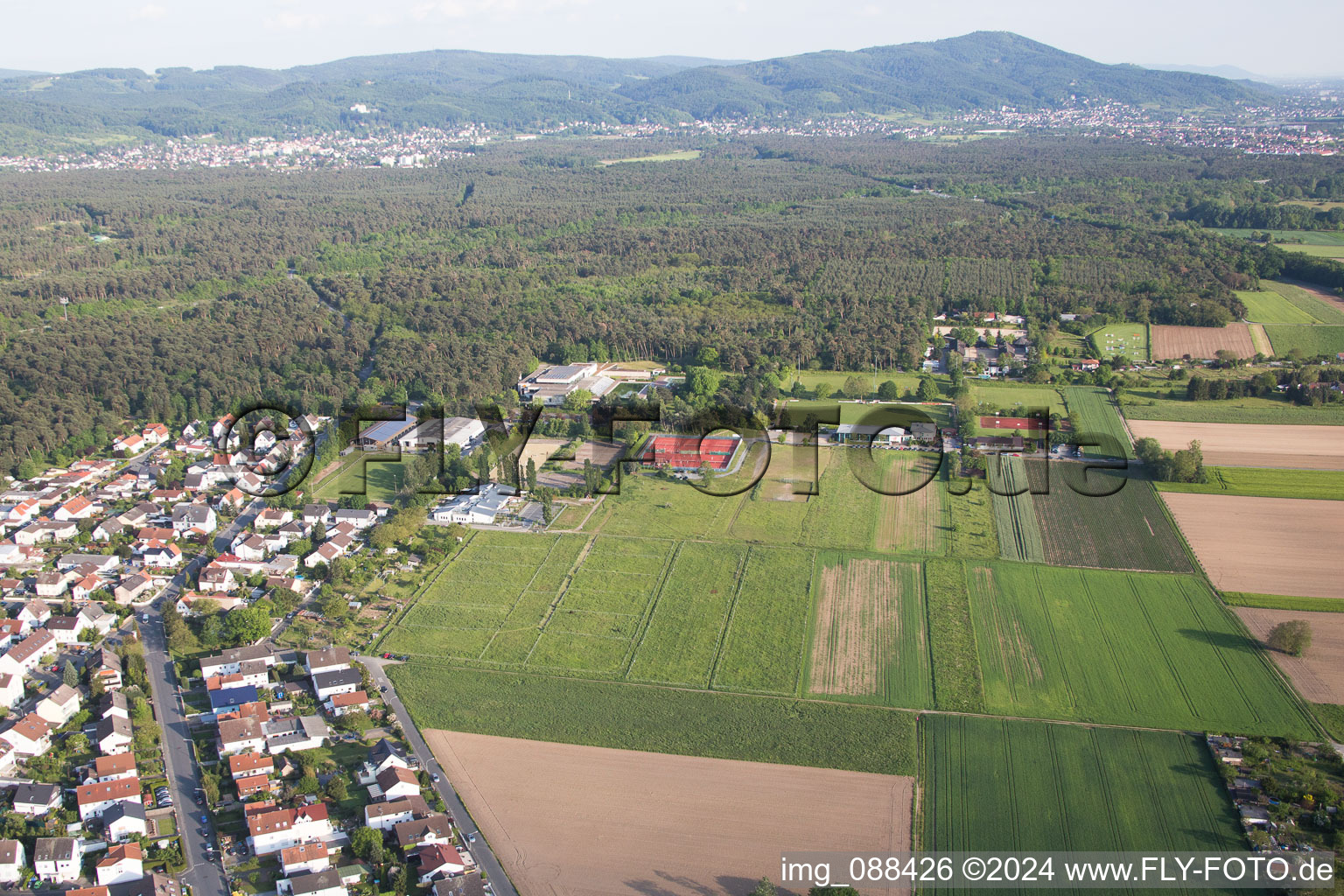 Pfungstadt in the state Hesse, Germany seen from above