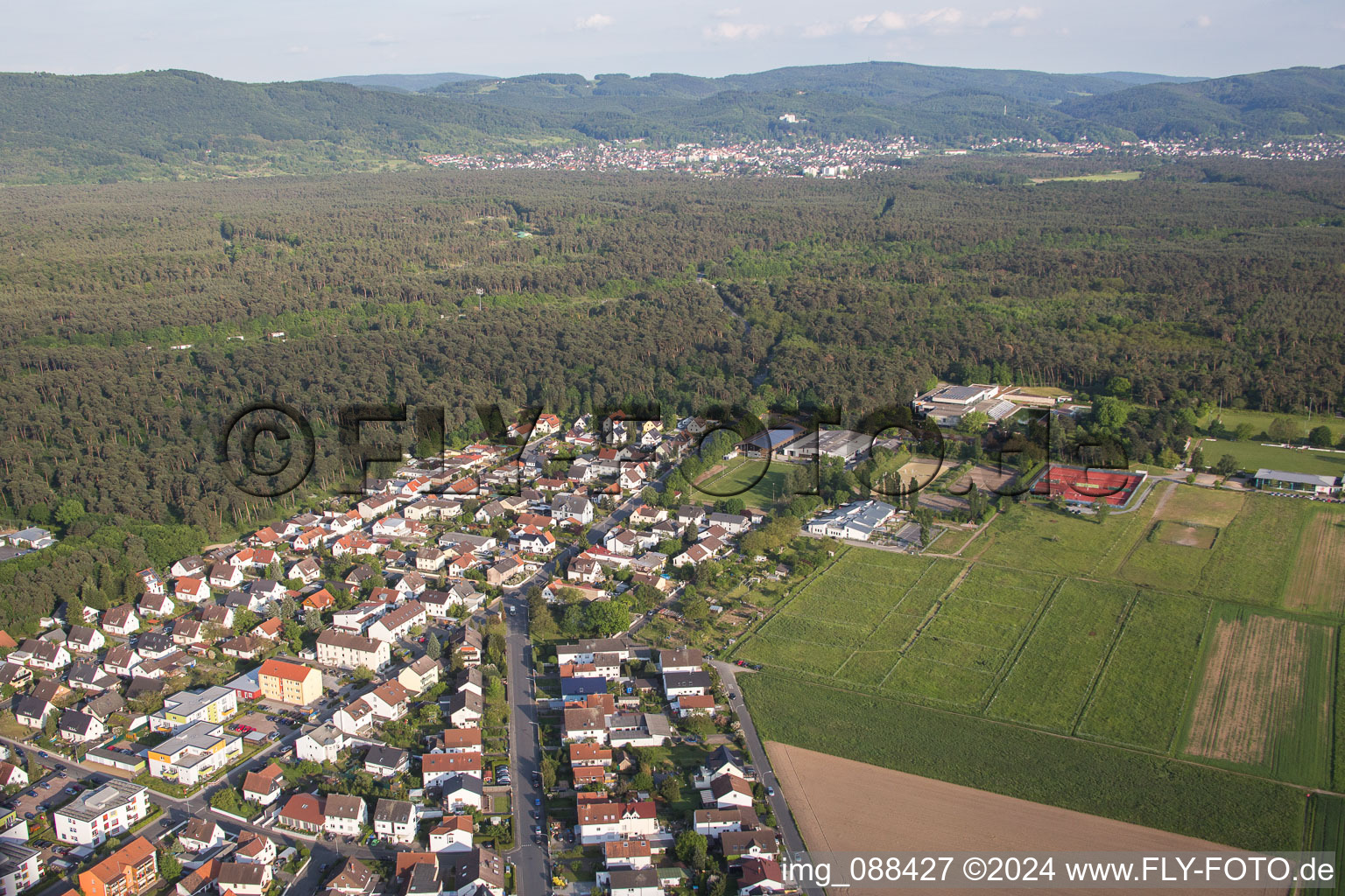 Pfungstadt in the state Hesse, Germany from the plane