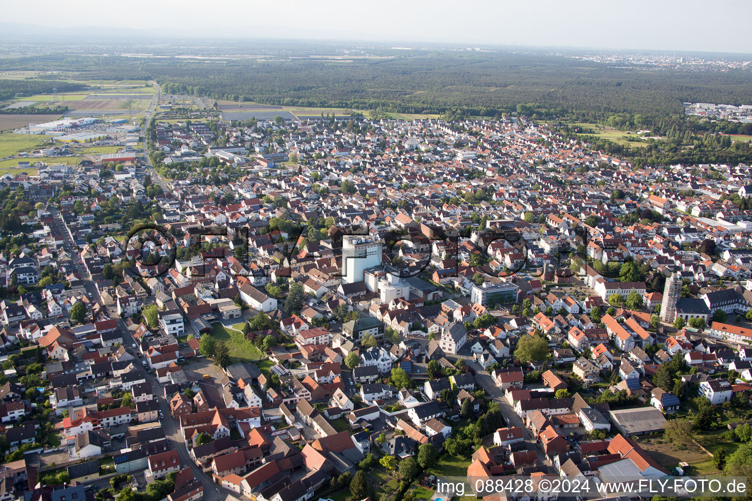 Bird's eye view of Pfungstadt in the state Hesse, Germany