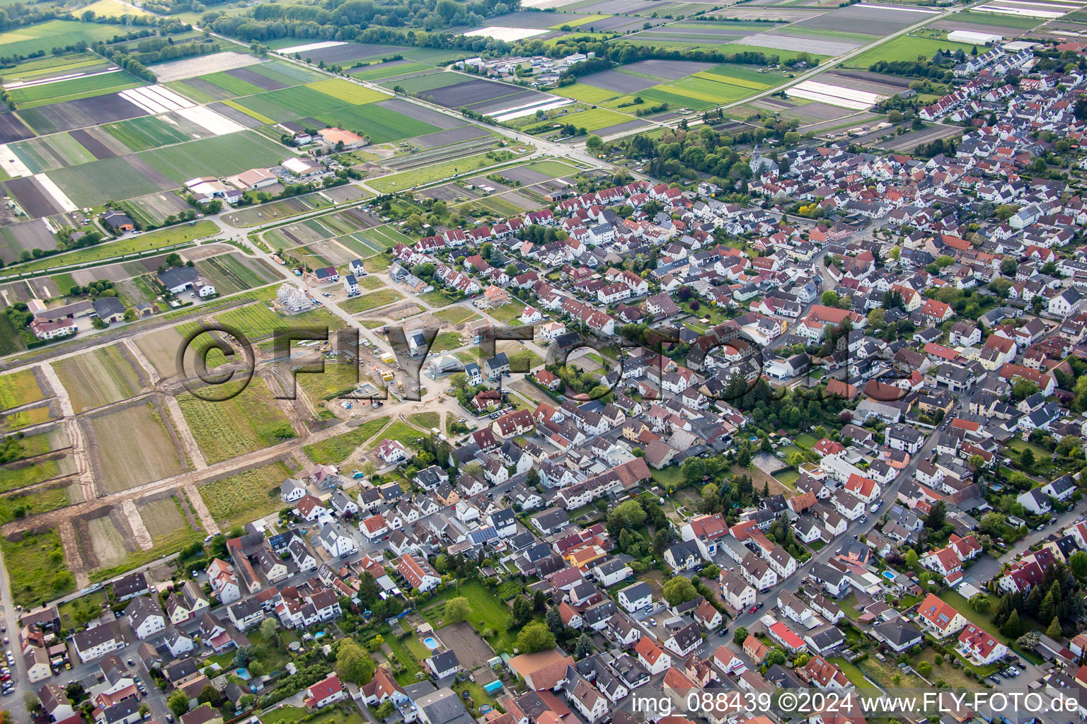 Aerial view of New development area Westring in Griesheim in the state Hesse, Germany