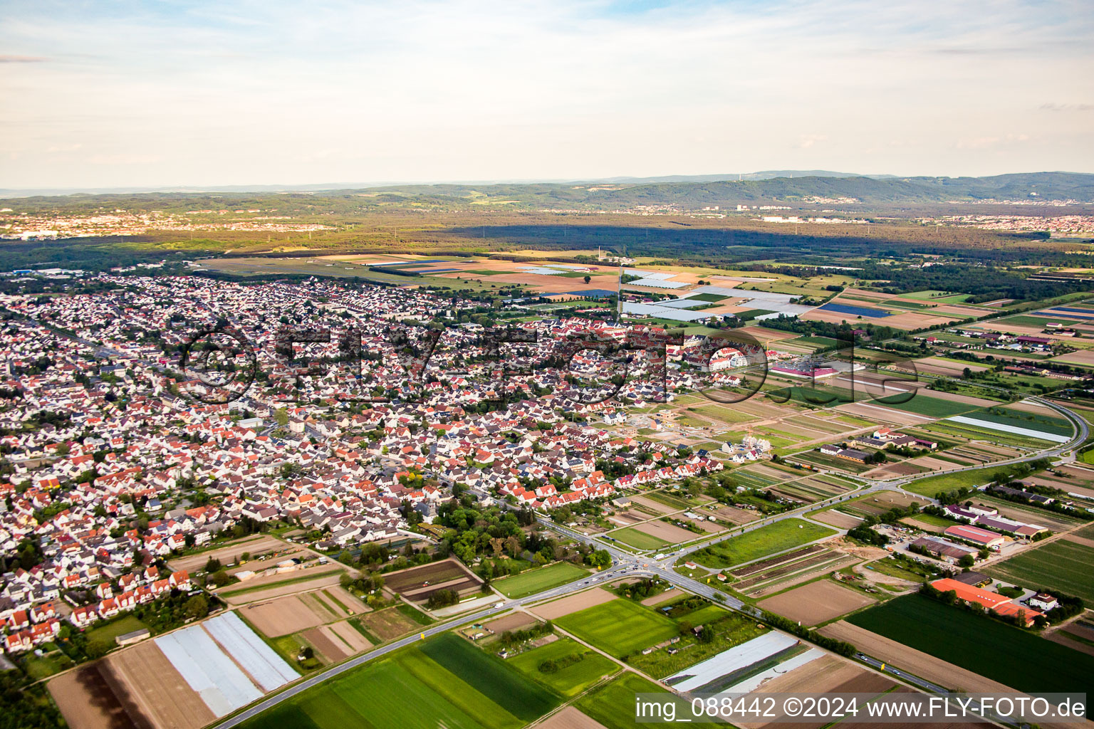 Aerial view of From the northwest in Griesheim in the state Hesse, Germany