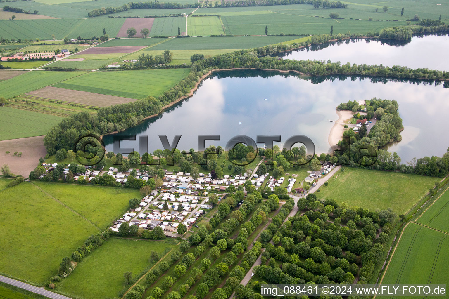 Aerial photograpy of Leeheim in the state Hesse, Germany