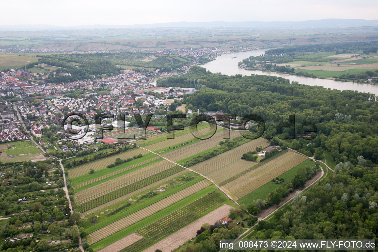 Oppenheim in the state Rhineland-Palatinate, Germany from above