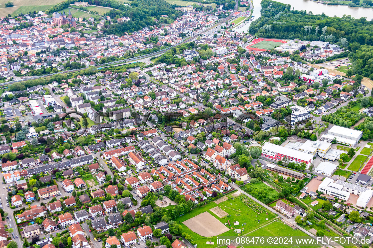 Oppenheim in the state Rhineland-Palatinate, Germany from the plane