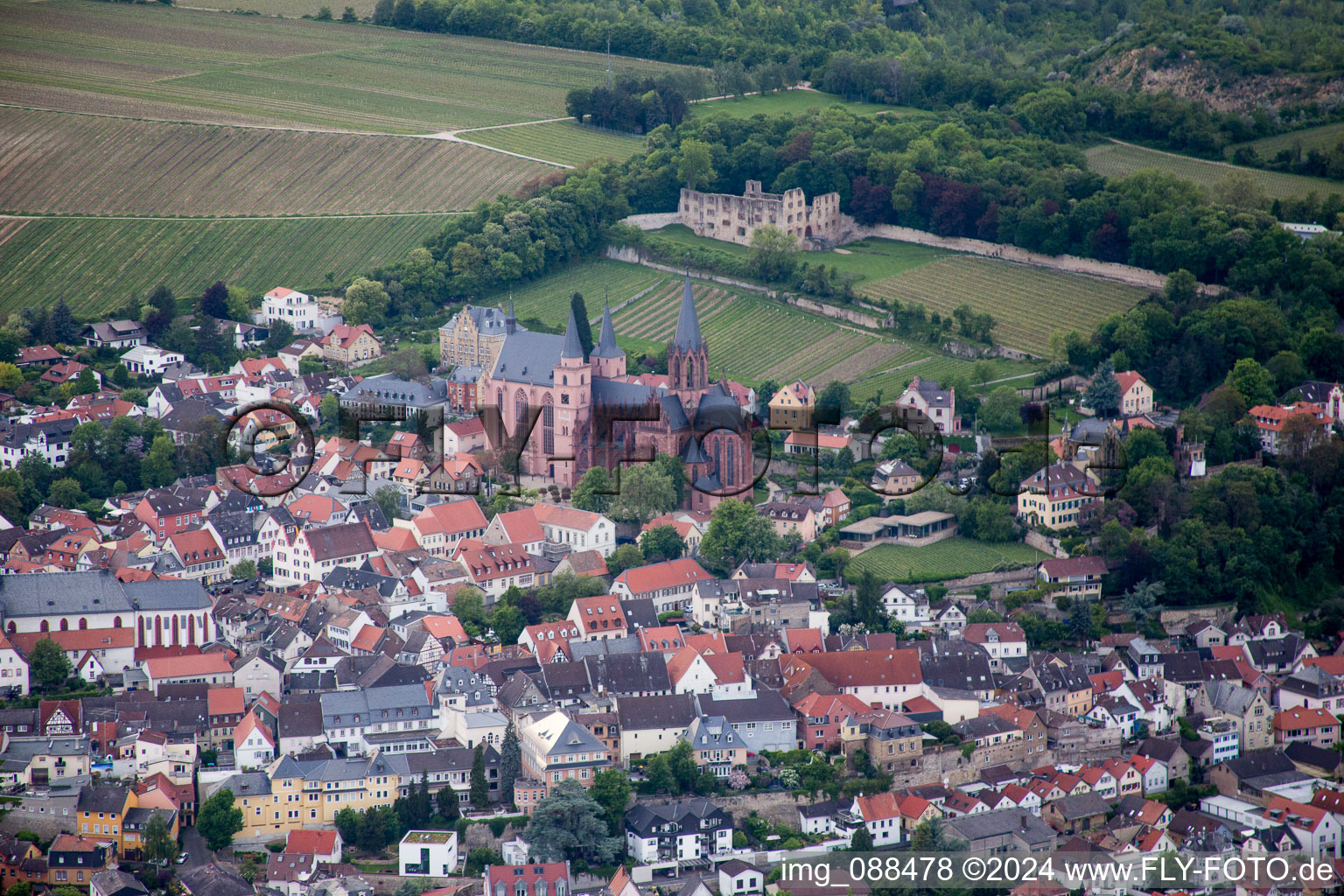 Oppenheim in the state Rhineland-Palatinate, Germany viewn from the air