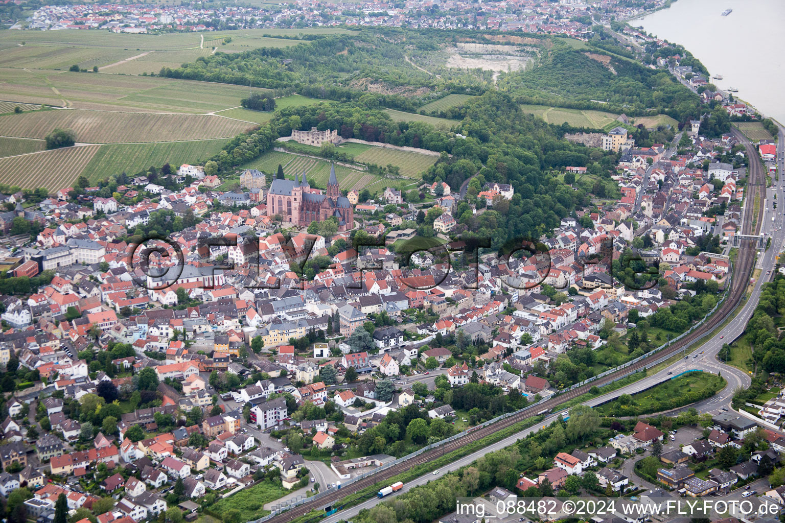 Oppenheim in the state Rhineland-Palatinate, Germany from a drone