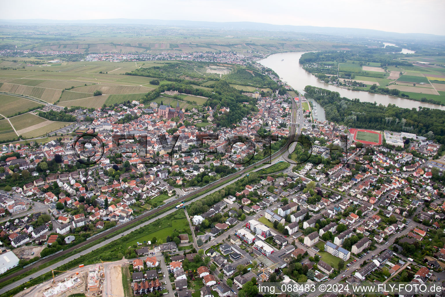 Oppenheim in the state Rhineland-Palatinate, Germany seen from a drone