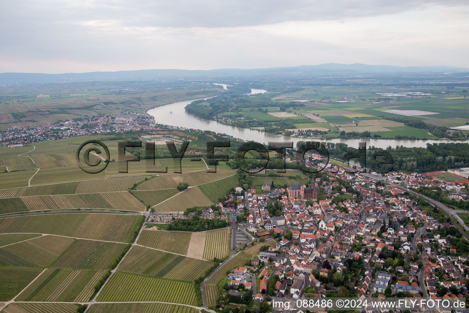 Oblique view of Oppenheim in the state Rhineland-Palatinate, Germany