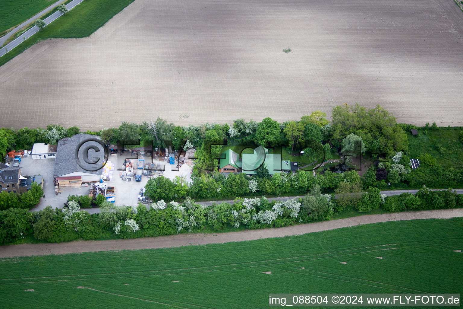 Aerial view of Dalheim in the state Rhineland-Palatinate, Germany