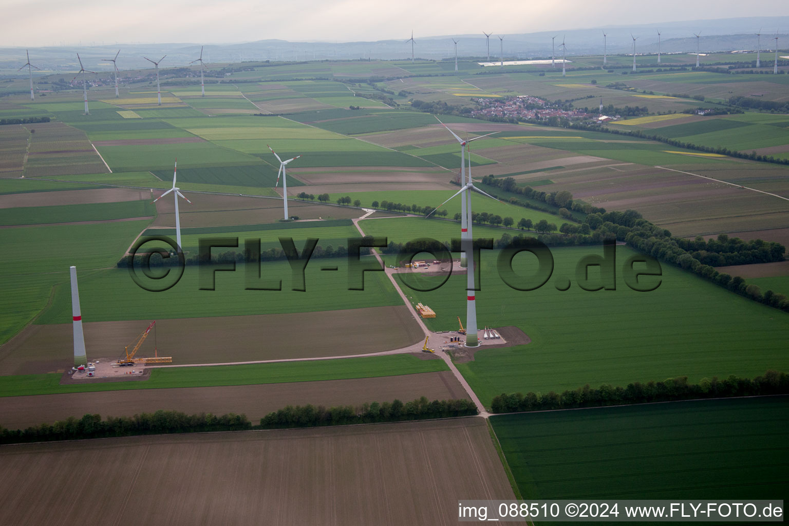 Aerial view of Undenheim in the state Rhineland-Palatinate, Germany