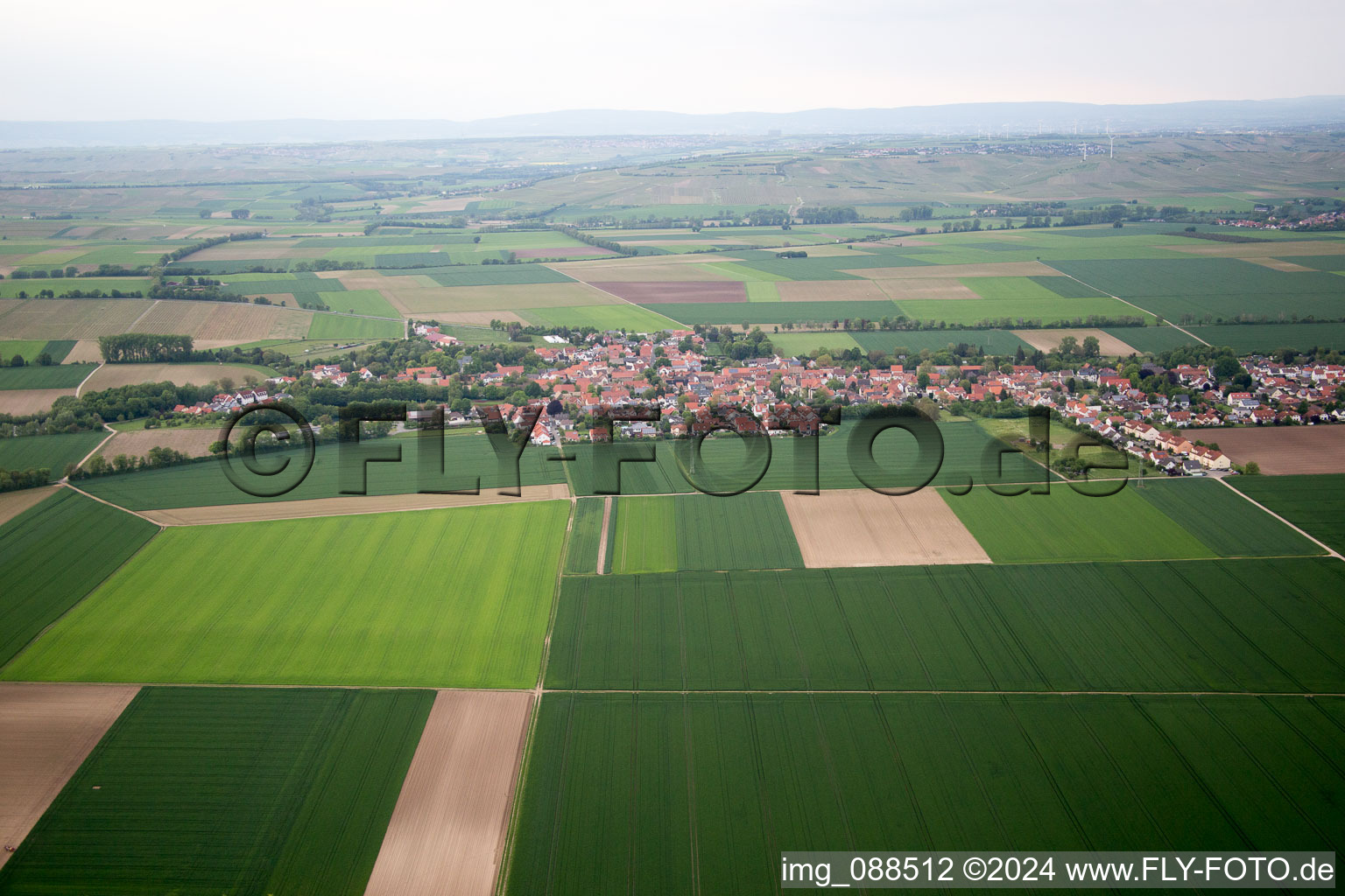 Oblique view of Undenheim in the state Rhineland-Palatinate, Germany