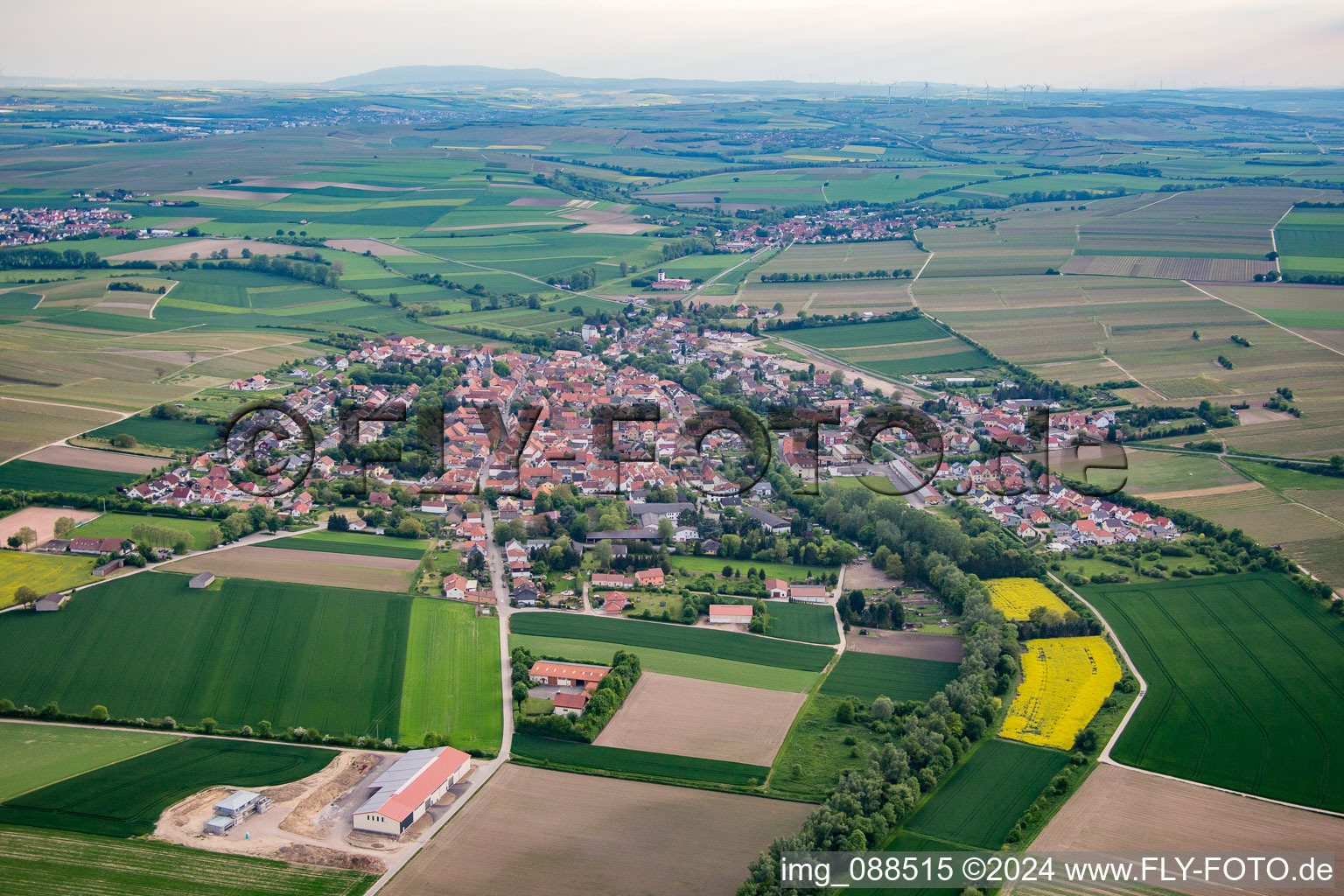 Aerial photograpy of Bechtolsheim in the state Rhineland-Palatinate, Germany
