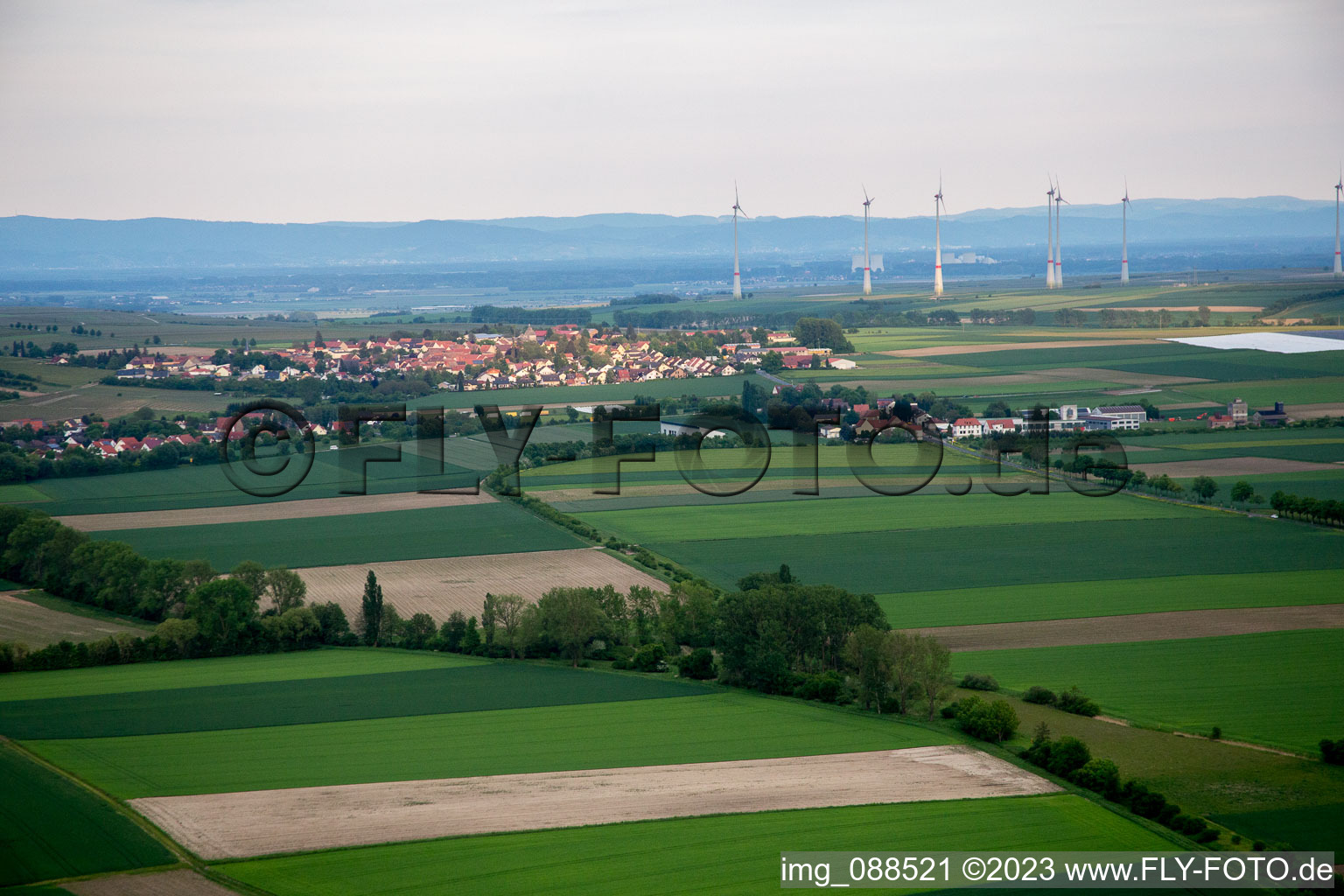 Aerial photograpy of Gau-Odernheim in the state Rhineland-Palatinate, Germany