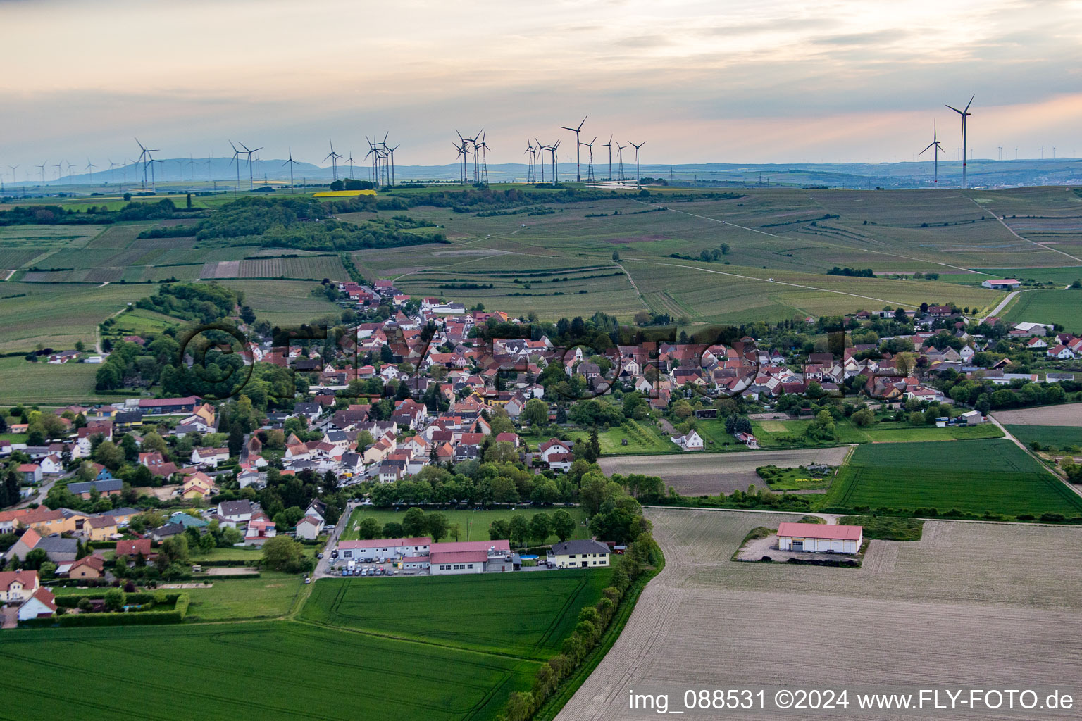 Village view in the district Dittelsheim in Dittelsheim-Heßloch in the state Rhineland-Palatinate, Germany