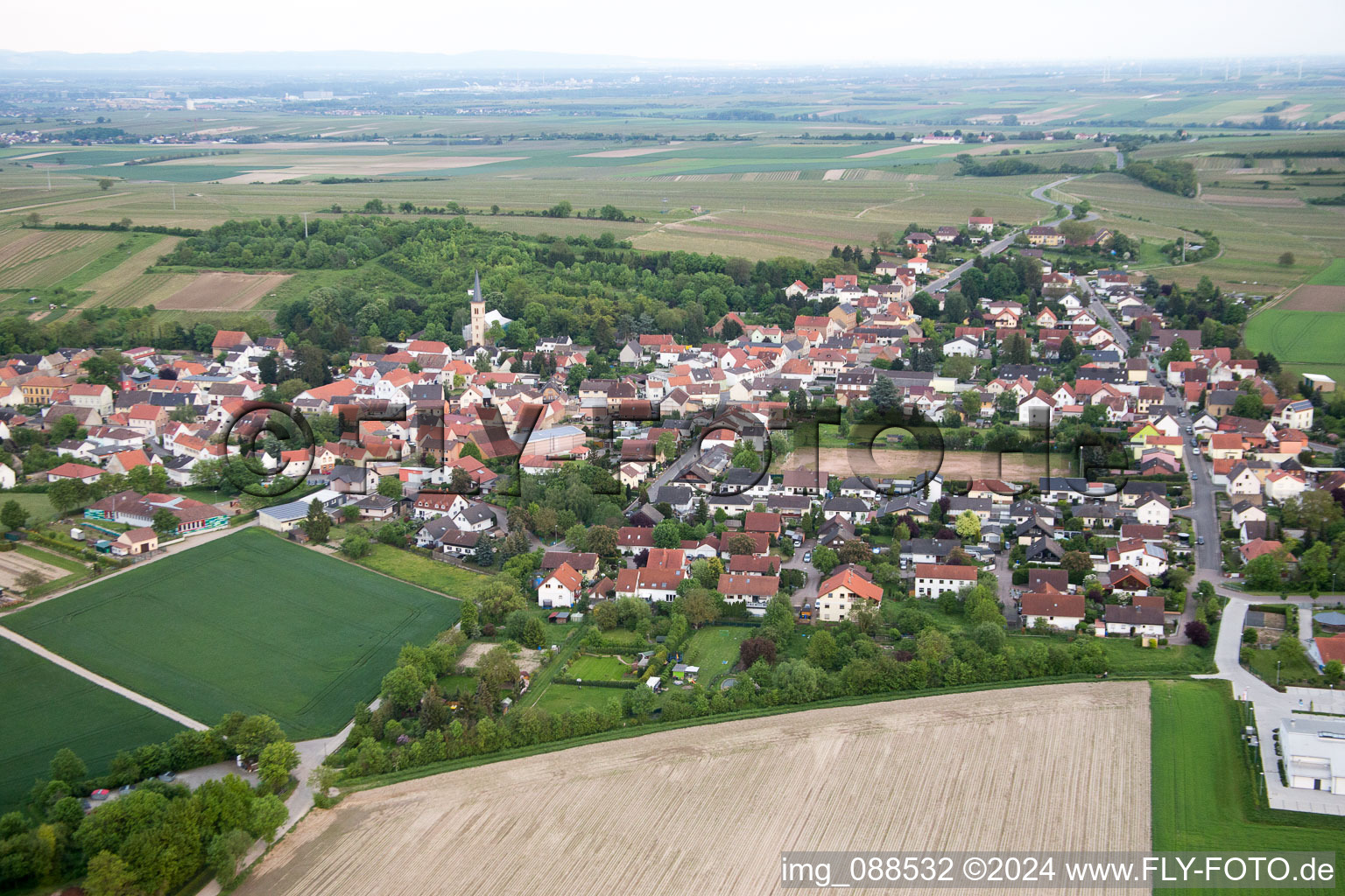 Oblique view of District Heßloch in Dittelsheim-Heßloch in the state Rhineland-Palatinate, Germany