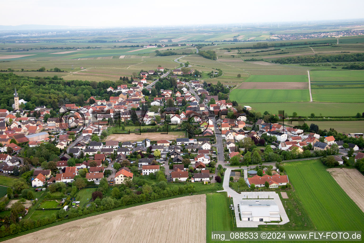 Dittelsheim-Heßloch in the state Rhineland-Palatinate, Germany from above