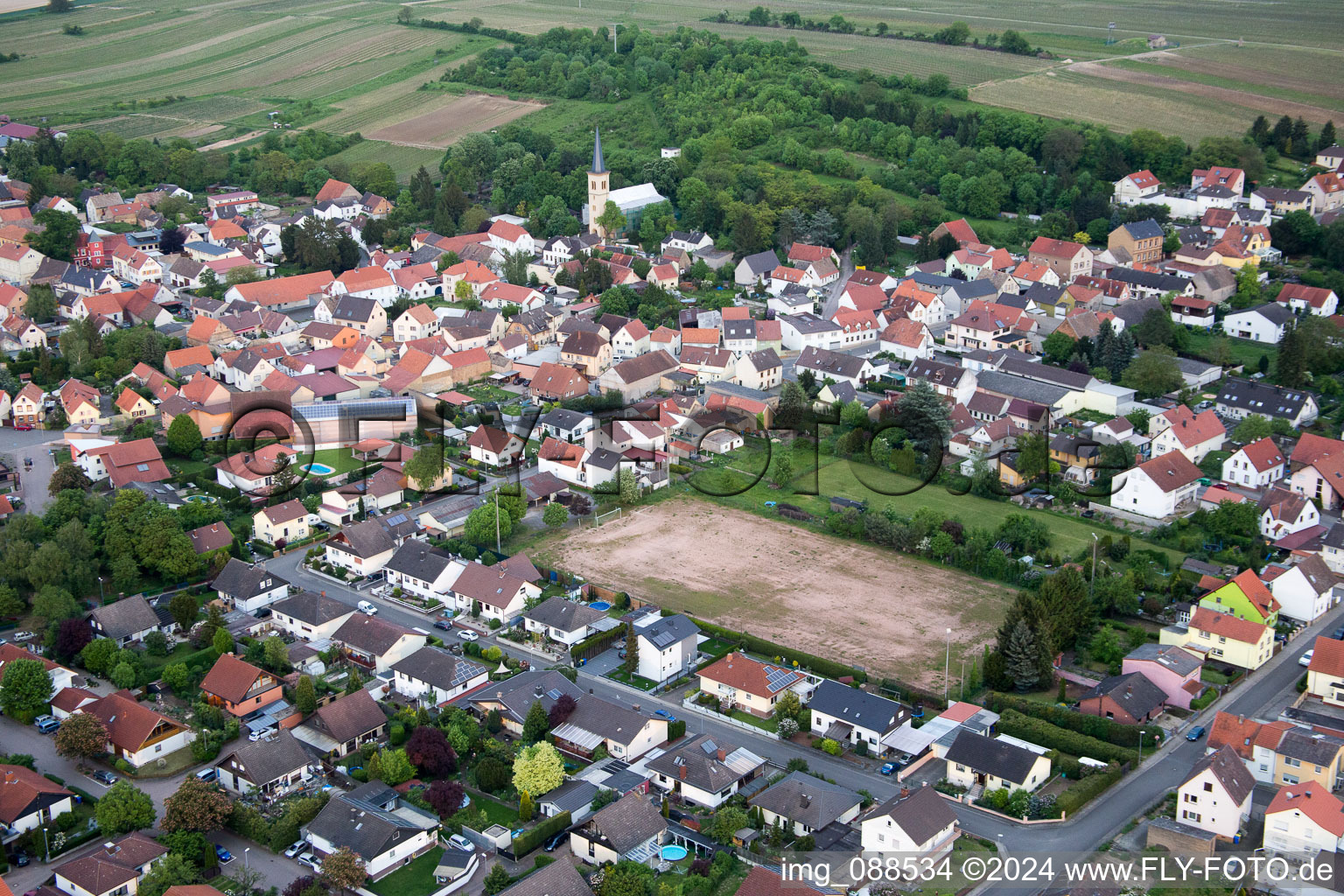 Village view in the district Heßloch in Dittelsheim-Heßloch in the state Rhineland-Palatinate, Germany