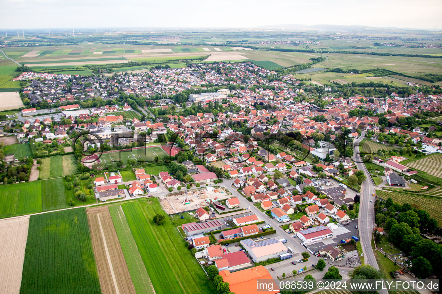 Town View of the streets and houses of the residential areas in Westhofen in the state Rhineland-Palatinate, Germany