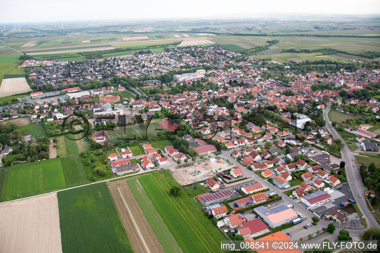 Aerial view of Westhofen in the state Rhineland-Palatinate, Germany