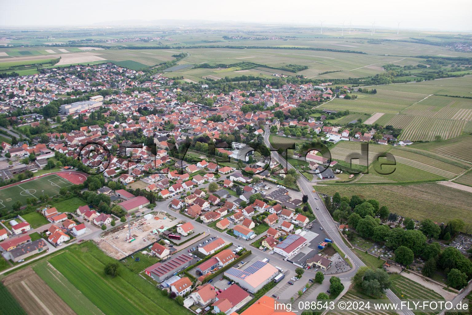 Oblique view of Westhofen in the state Rhineland-Palatinate, Germany