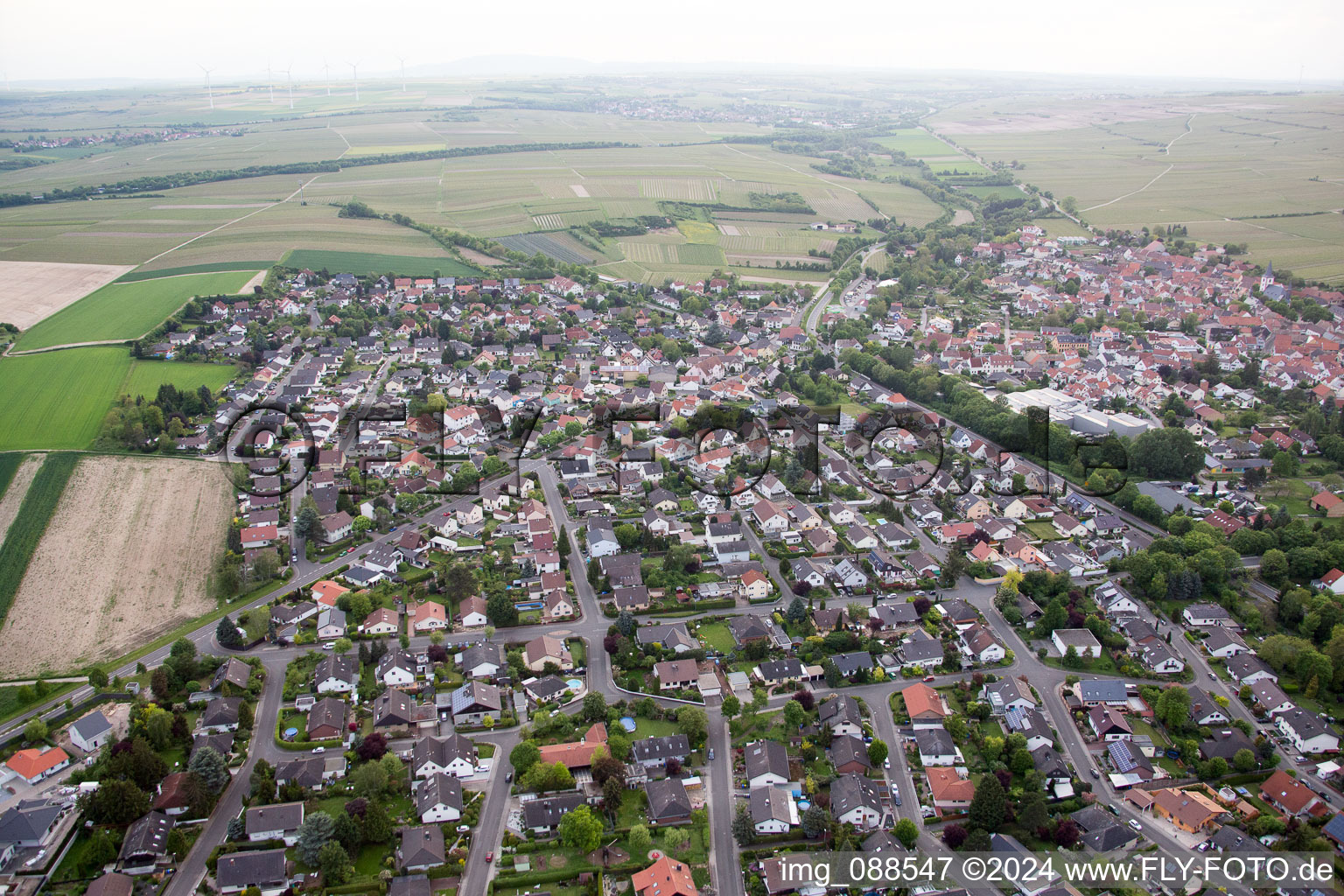 Westhofen in the state Rhineland-Palatinate, Germany from the plane