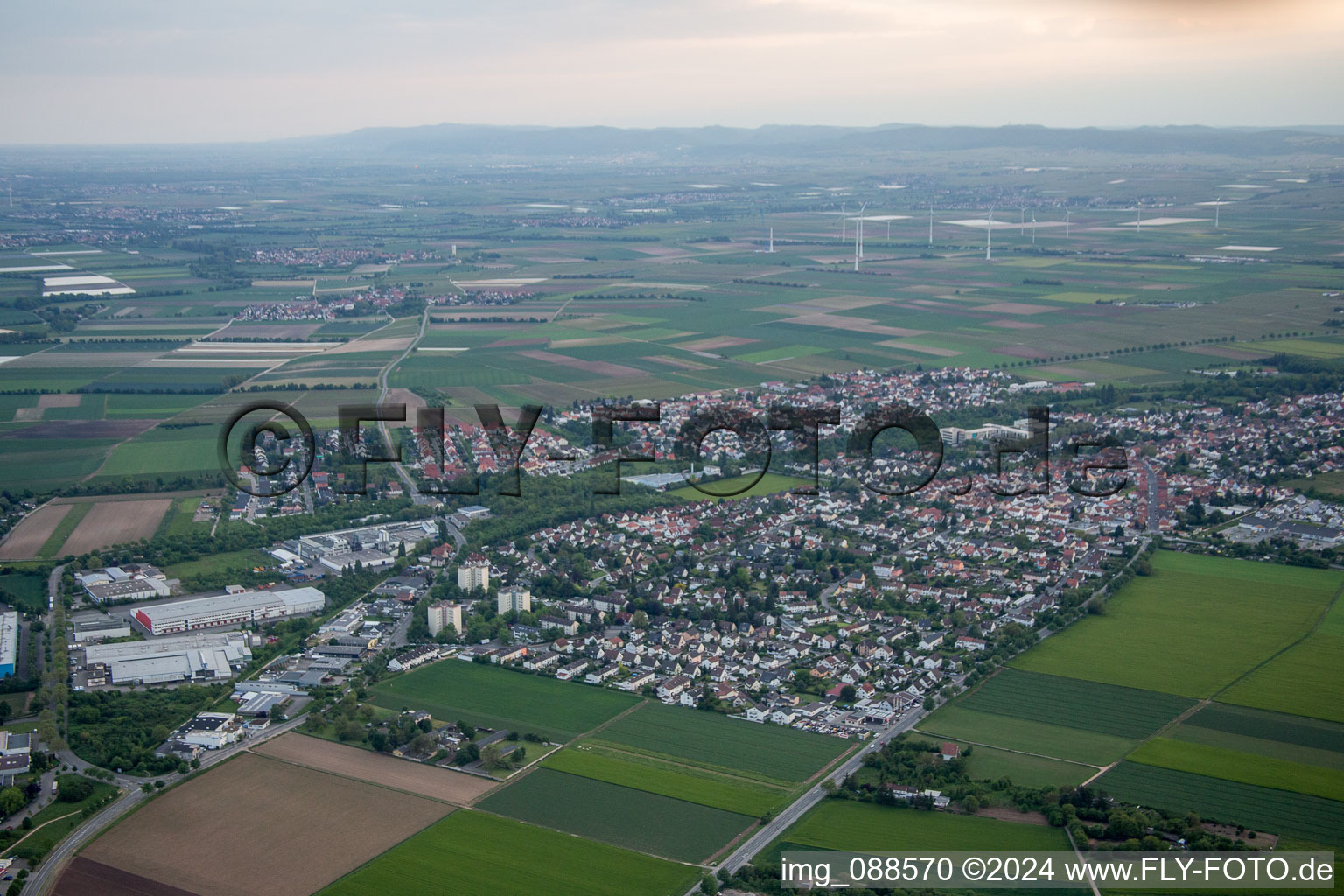 Aerial view of District Horchheim in Worms in the state Rhineland-Palatinate, Germany