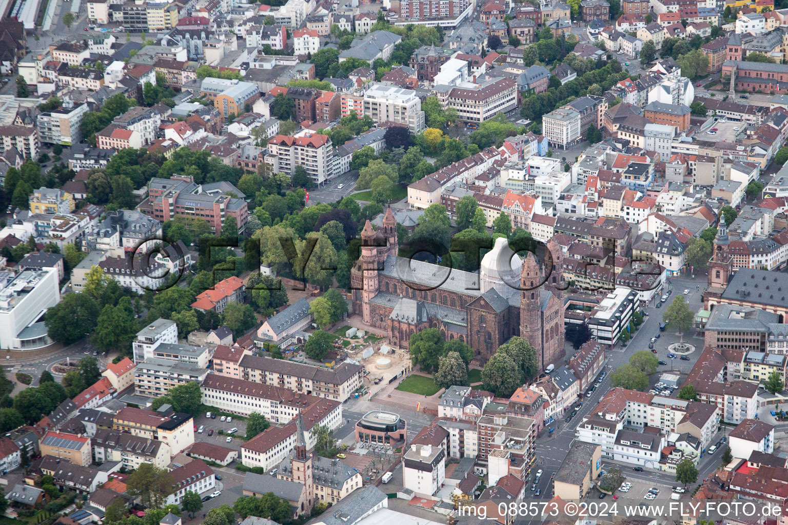 Oblique view of Cathedral in Worms in the state Rhineland-Palatinate, Germany