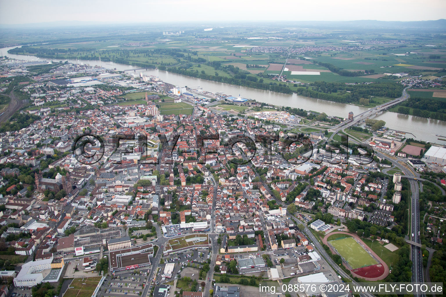 Bird's eye view of Worms in the state Rhineland-Palatinate, Germany