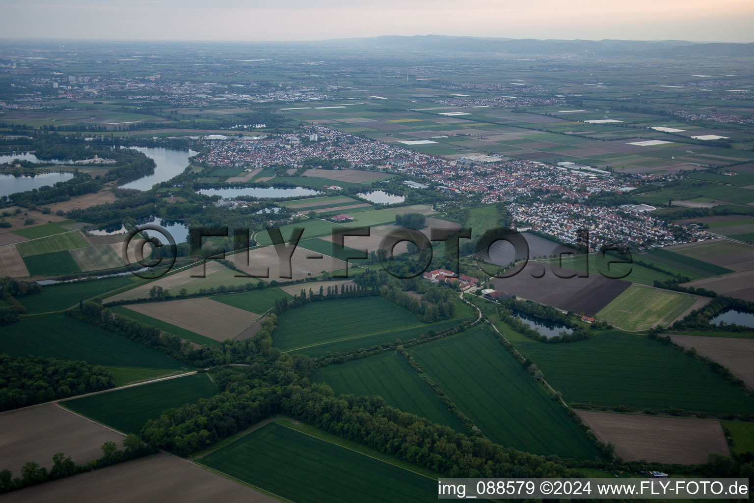 Lampertheim in the state Hesse, Germany from a drone