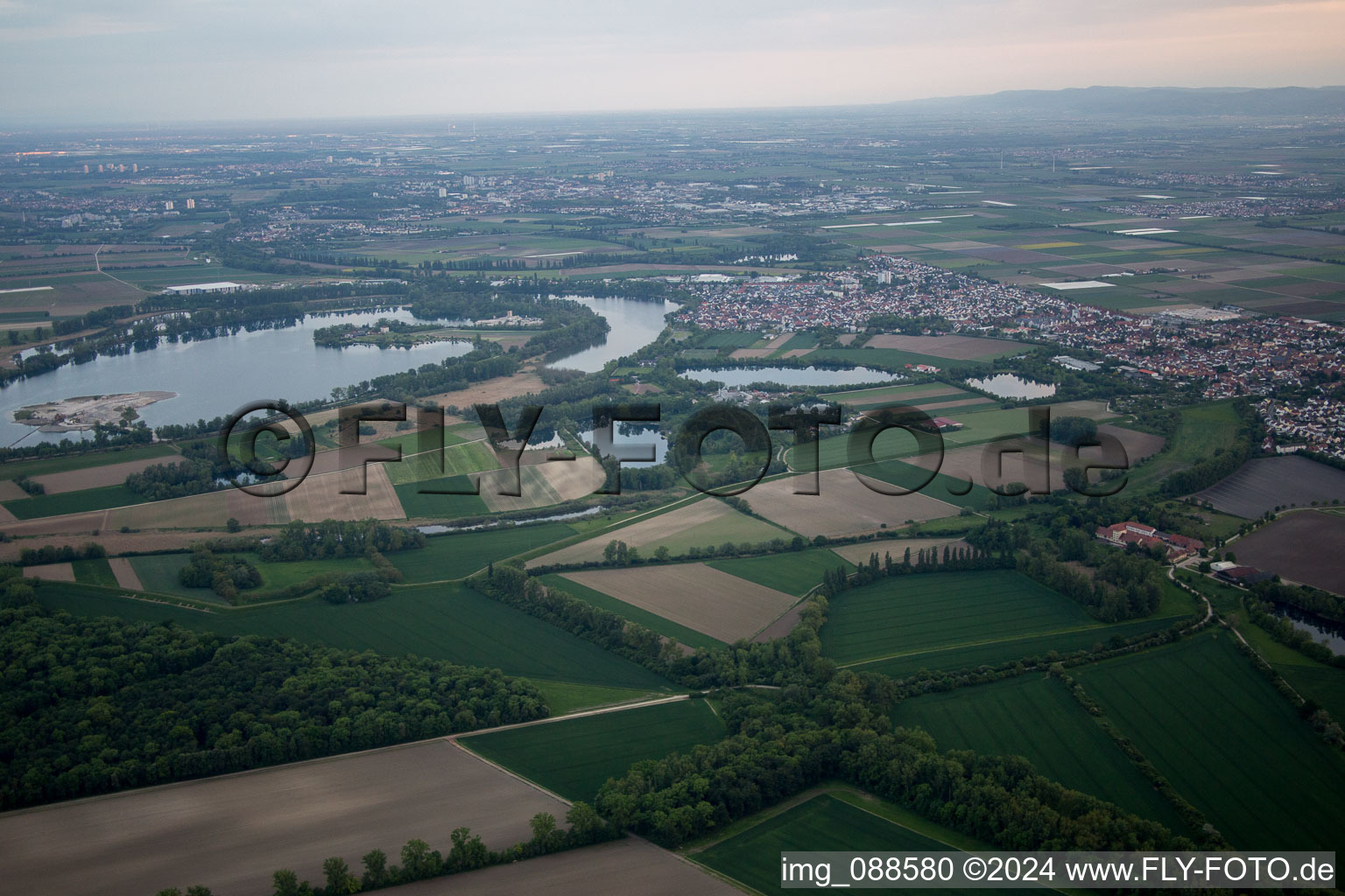 Lampertheim in the state Hesse, Germany seen from a drone