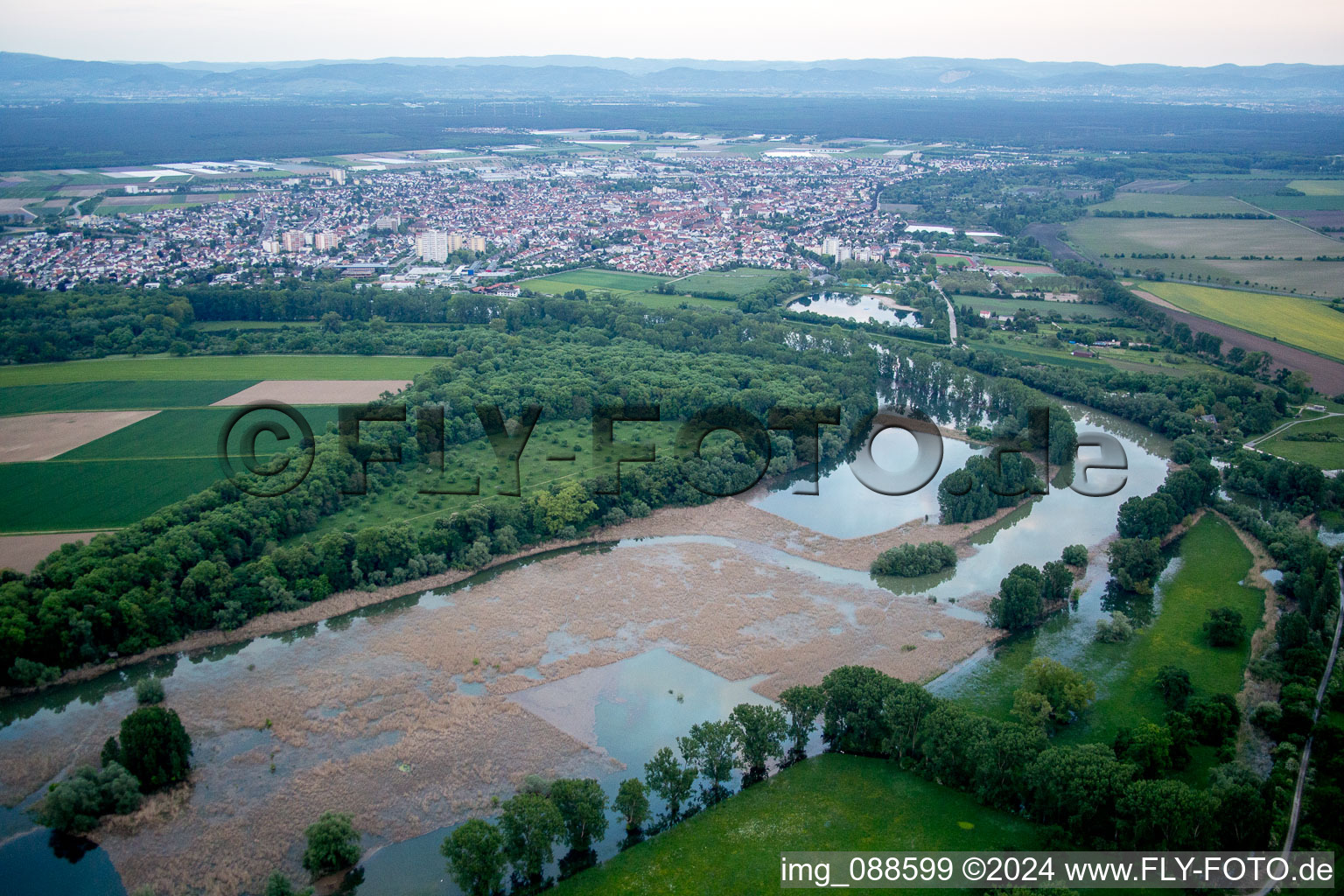 Aerial view of Lampertheim in the state Hesse, Germany